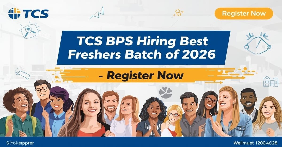 TCS BPS Hiring Best Freshers Batch of 2026 | Register Now 3 TCS BPS Hiring Best Freshers Batch of 2026 Register Now image size is 1200 628 1 2