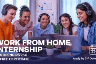 Work From Home Internship, Stipend Rs.25k, FREE Certificate Apply by 31st October 15 work from home