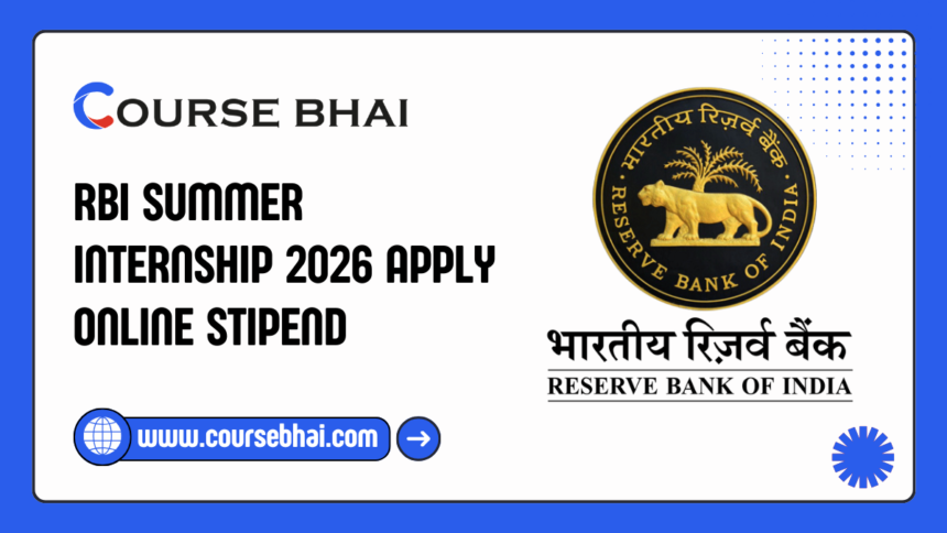 RBI Summer Internship 2026 Apply Online Stipend