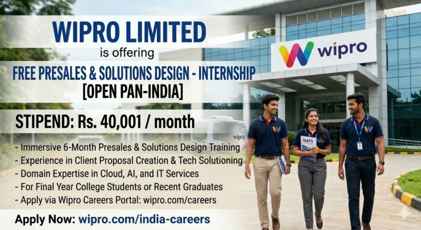 Wipro Presales Internship 2026 Stipend Apply Guide