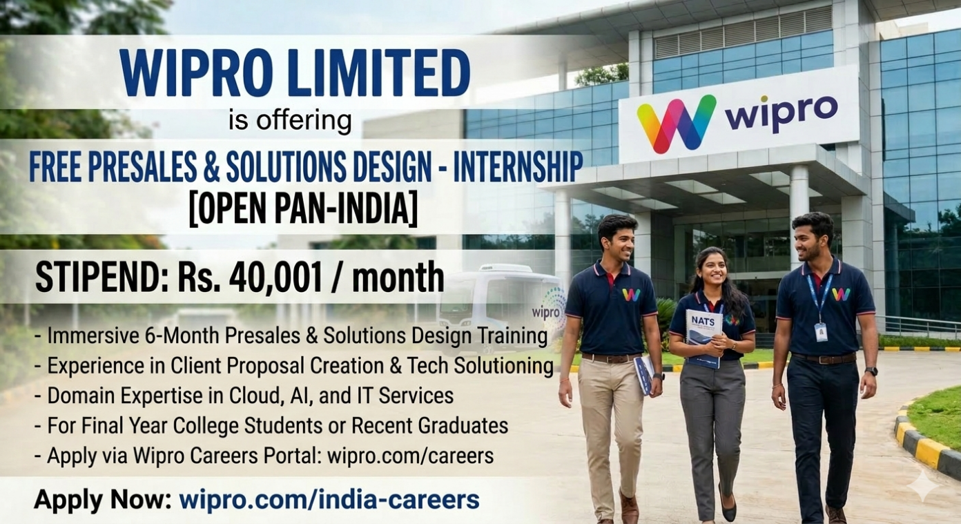 Wipro Presales Internship 2026 Stipend Apply Guide