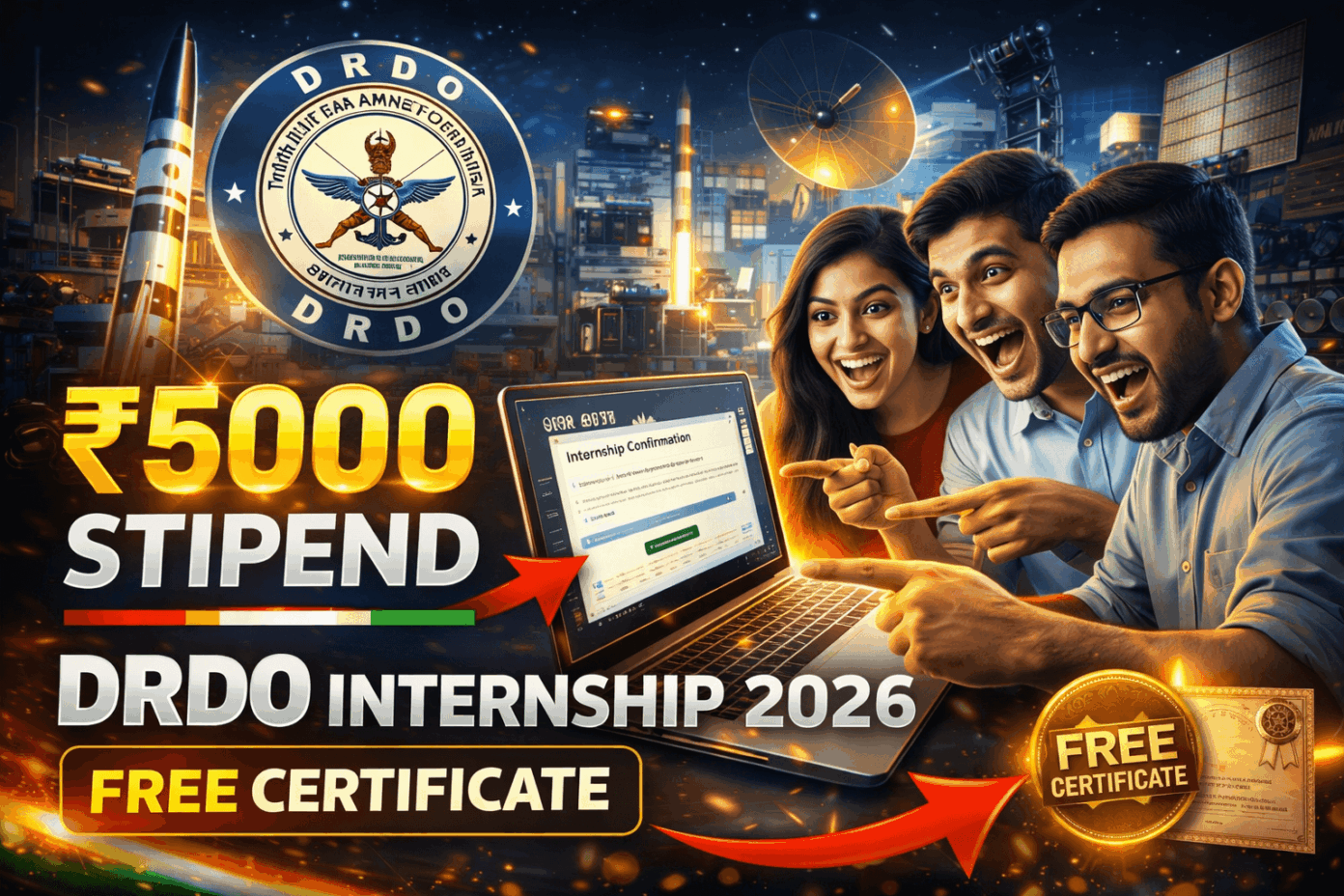DRDO Internship 2026 Stipend Certificate Apply