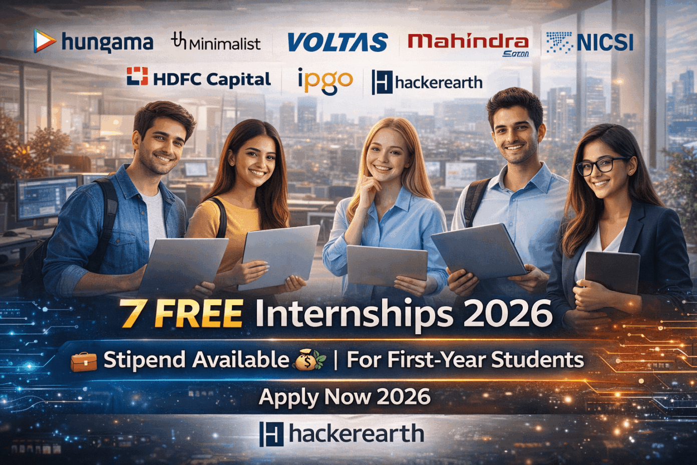 7 Free Internships 2026 First Year Students Apply